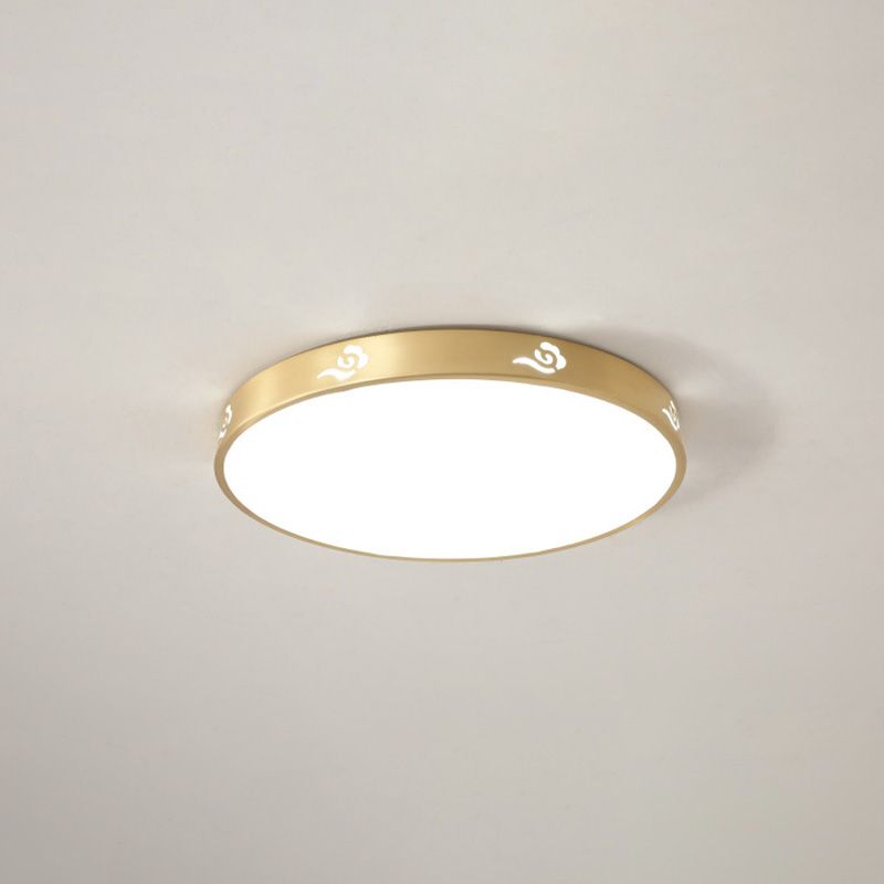 Modern Acrylic Flush Ceiling Light Fixture Round 1-Light LED Flush Mount Lamp in Gold