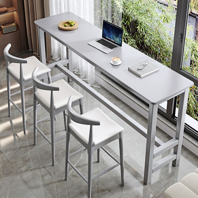 Contemporary Bar Dining Table Rectangle Indoor Wood Counter Table