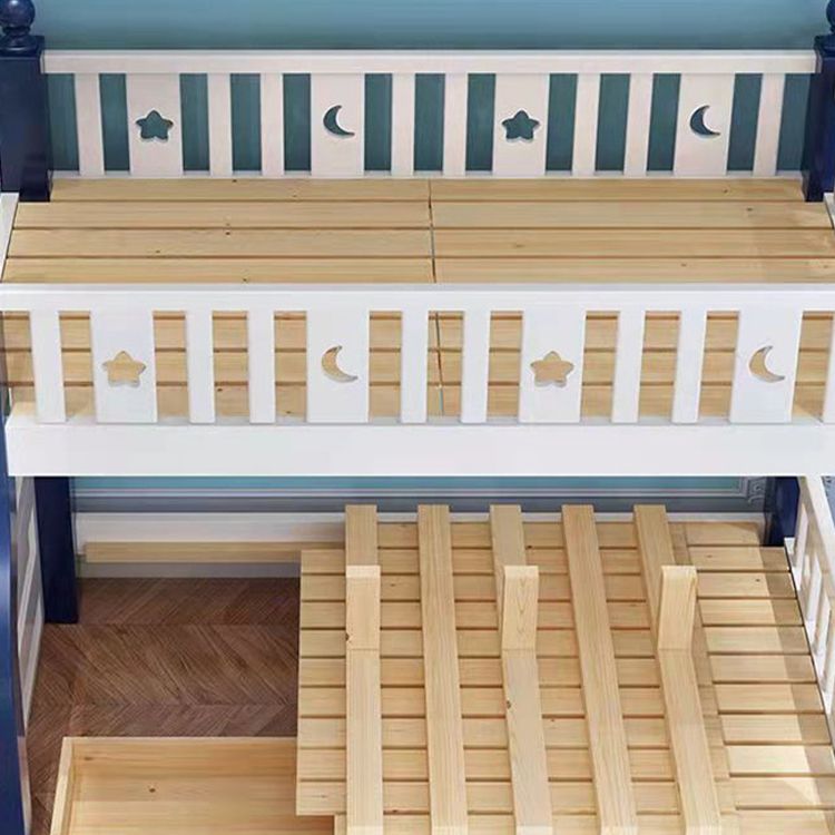 Contemporary Standard Bunk with Shelves and Drawers in Pine Wood