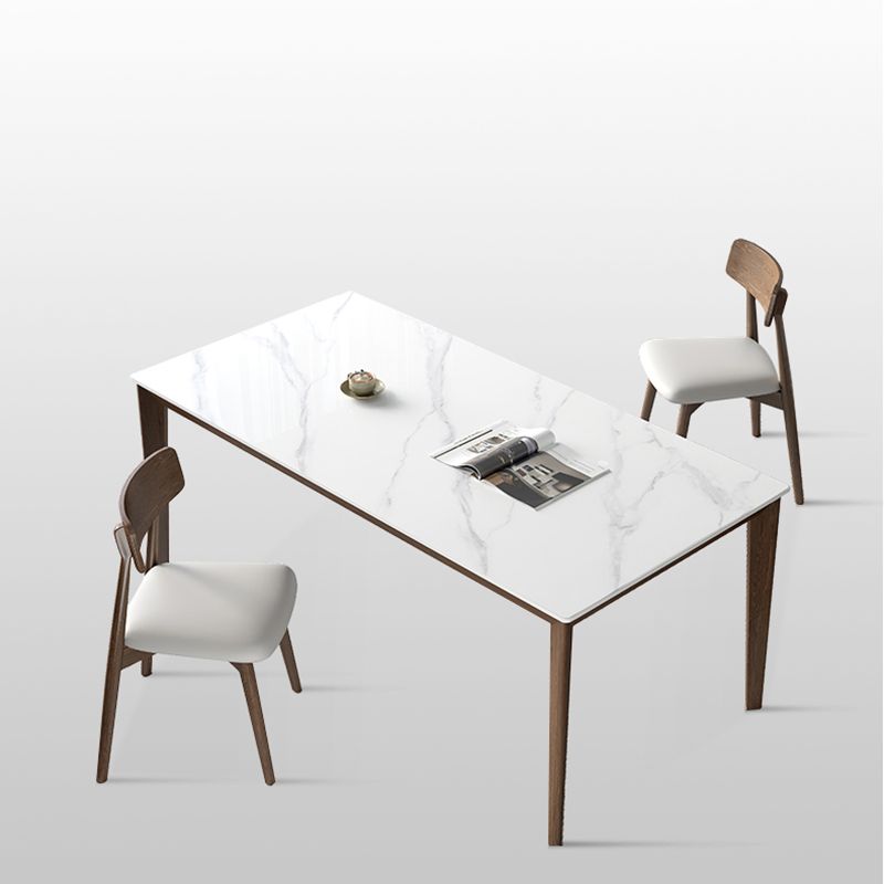 1/3/4/5 Pieces Ash Wood Dining Table Set with White Sintered Stone Top Modern Dinette Set