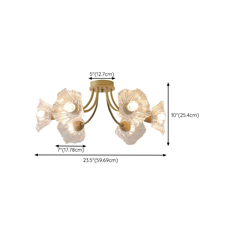 Nordic Style Iron Ceiling Light Lotus Leaf Shape Ceiling Lamp for Bedroom