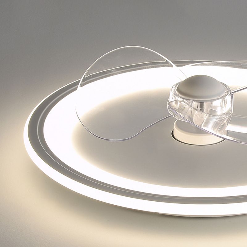 Nordic Style LED Ceiling Fan Metal Round Fan Lighting in White