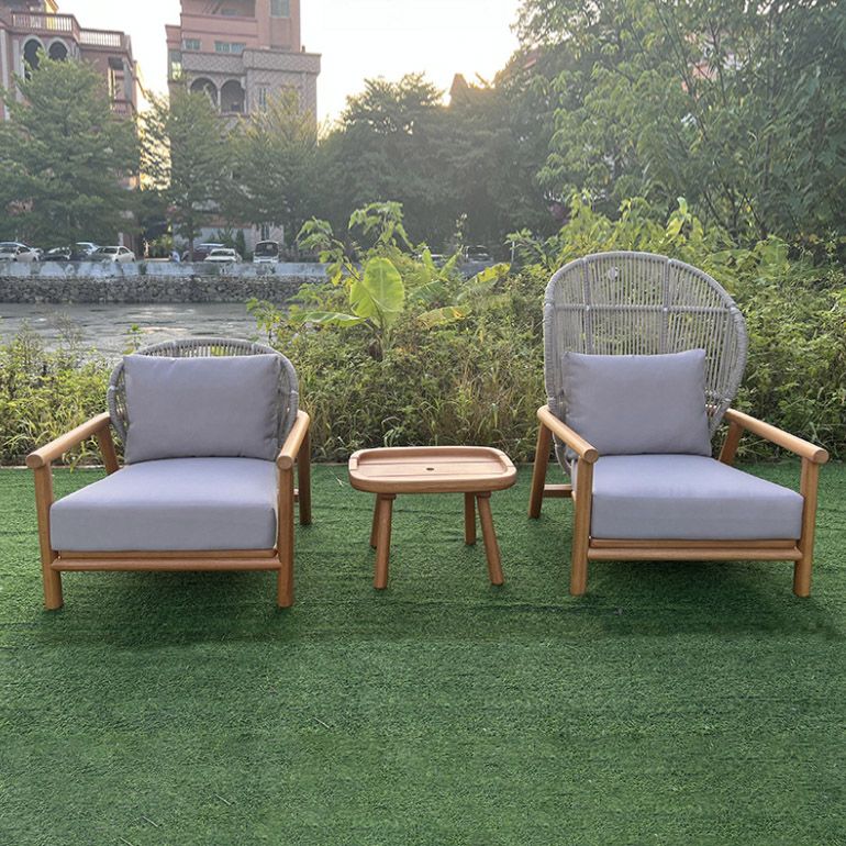 Tropical Solid Wood Frame Patio Loveseat Water Resistant Outdoor Sofa with Cushion