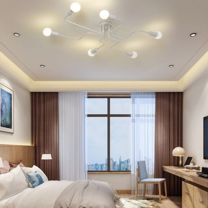 Blootgestelde lamp, plafondmontage, kroonluchter, industriële metalen verlichtingsarmatuur