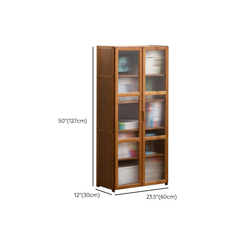 Contemporary Closed Back Bamboo Bookshelf Acrylic Bookcase with Cabinets
