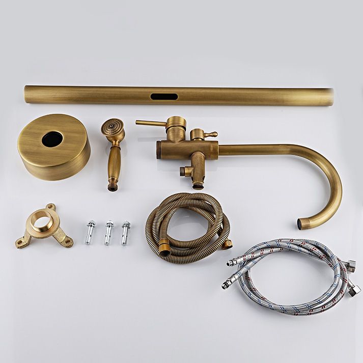 Floor Mount Tub Faucet Single Handle Metal Freestanding Faucet - 46.5" H