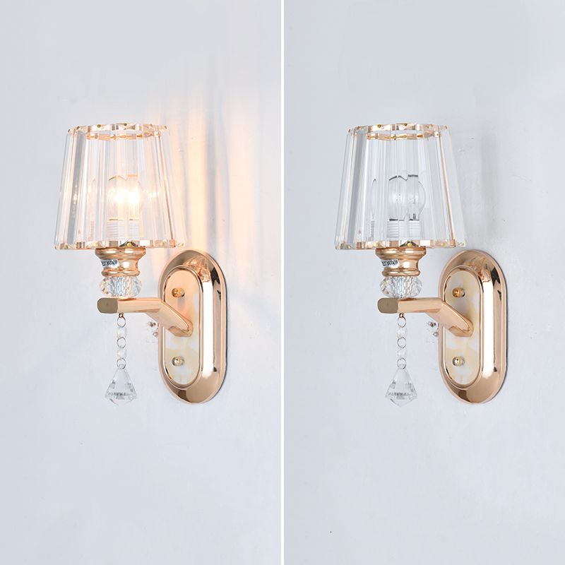 Gooseneck Crystal Wall Lamp Fixture Minimalist 1-Light Wall Sconce Light for Corridor