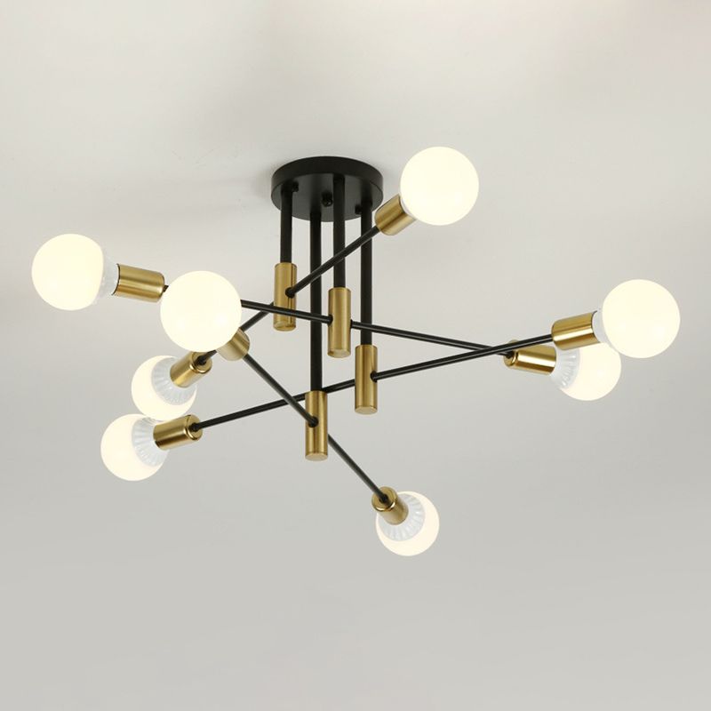 Estilo industrial lámpara de techo incorporada, rama negra, Sala de estar creativa, comedor, dormitorio, bombilla e27 ligera, lujosa y sencilla