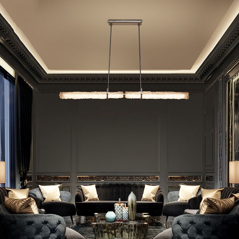 Light Luxury Glass Hanging Lamp Cylinder Shape Island Light Fixture for Dining Table