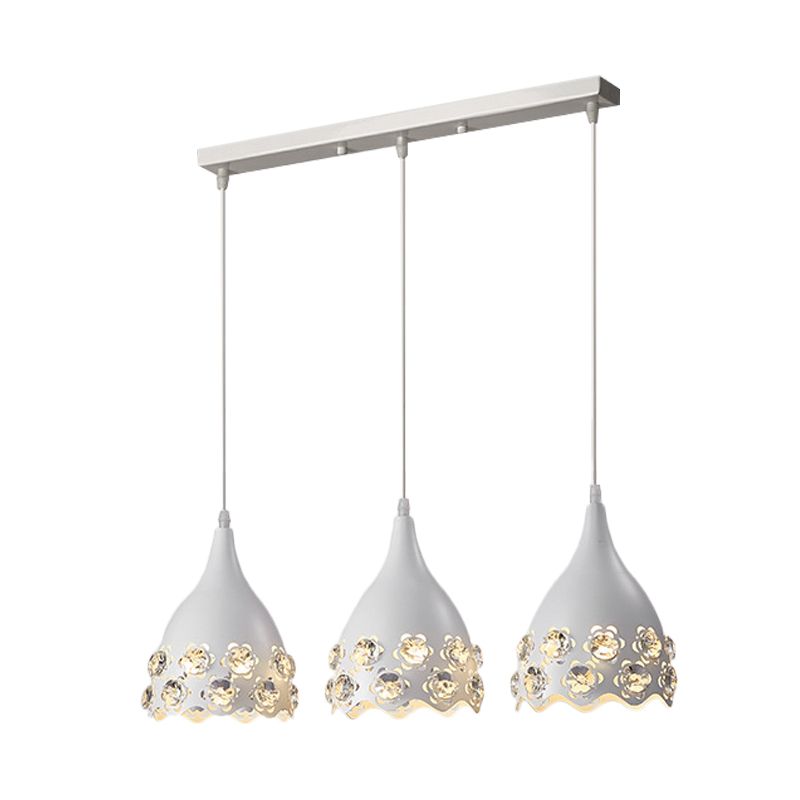 Metal Teardrop Multi Light Pendant Modern 3 LILS LIGHTS SUSPENSION PLAFICE LAMPE BLANC AVEC FLEUR CRISTAL DECO ENDE
