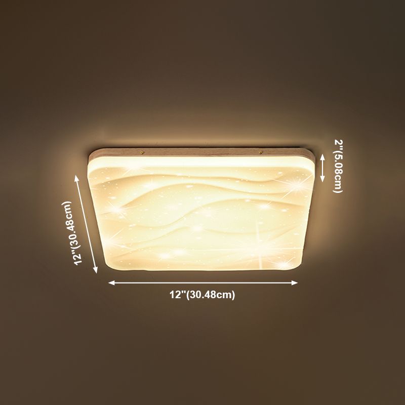 Plafonnier LED en forme de géométrie, style moderne et simple, en bois, 1 lumière, encastré, pour chambre à coucher