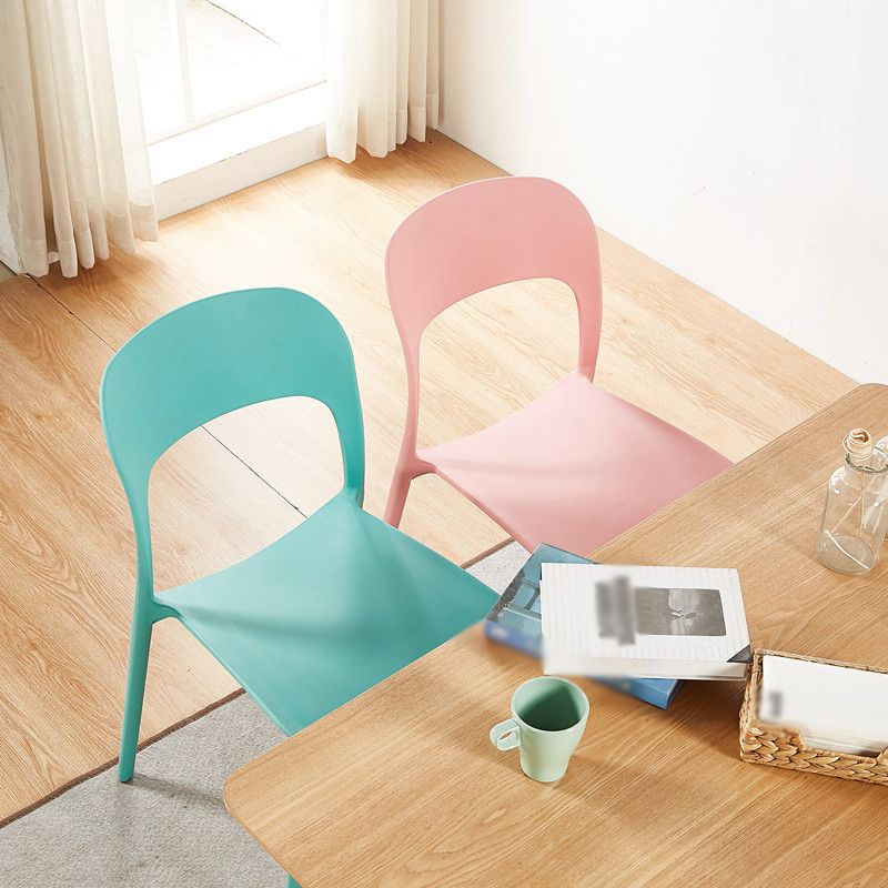 Scandinavian Armless Dining Chairs Plastic Indoor Open Back Side Chair