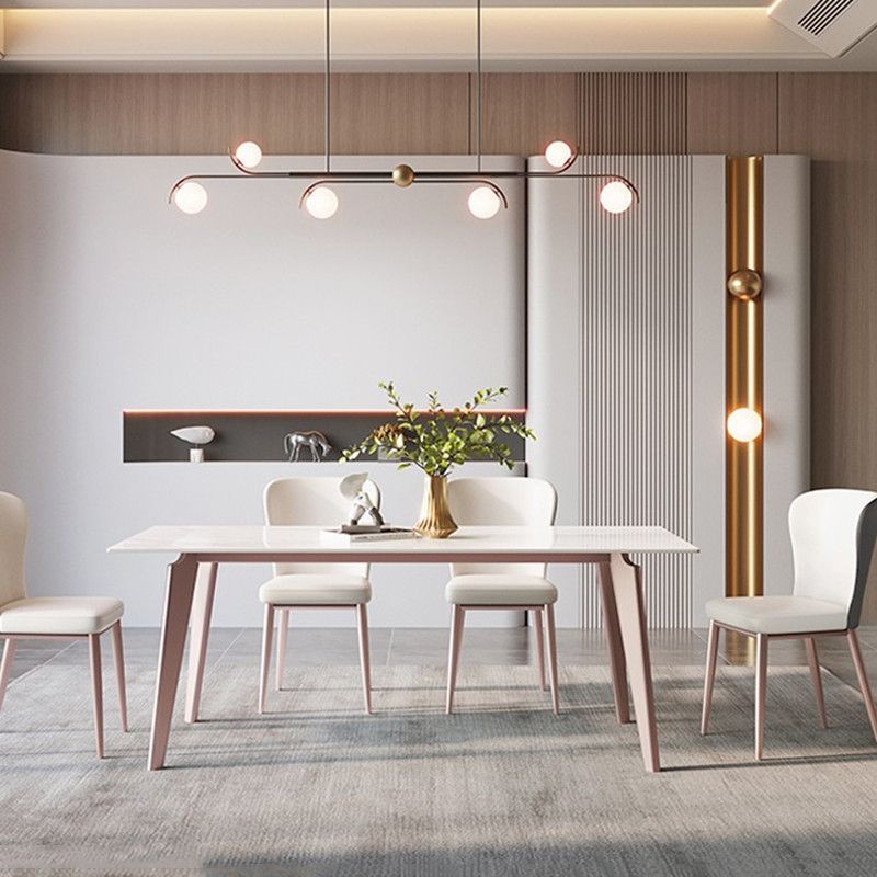 Glam Dinette Set for Home 1/4/5/7 Pieces Glossy White Dining Table Set