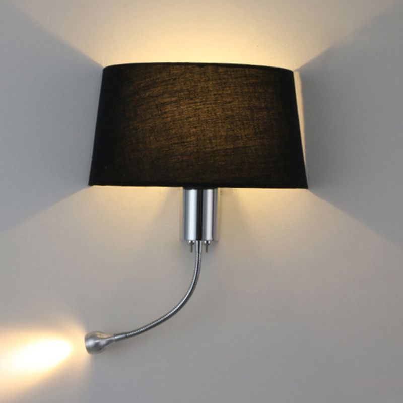 Modernism Metal Wall Light Polish Finish Fabric Shaded Lighting for Bedroom