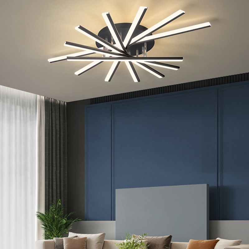 Moderne minimalistische LED-plafondlamp Gelakt ijzer Lineaire inbouw met acrylkap