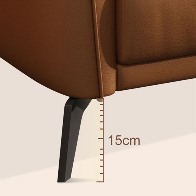 Contemporary Sewn Pillow Back Standard Flared Arm Genuine Leather Sofa