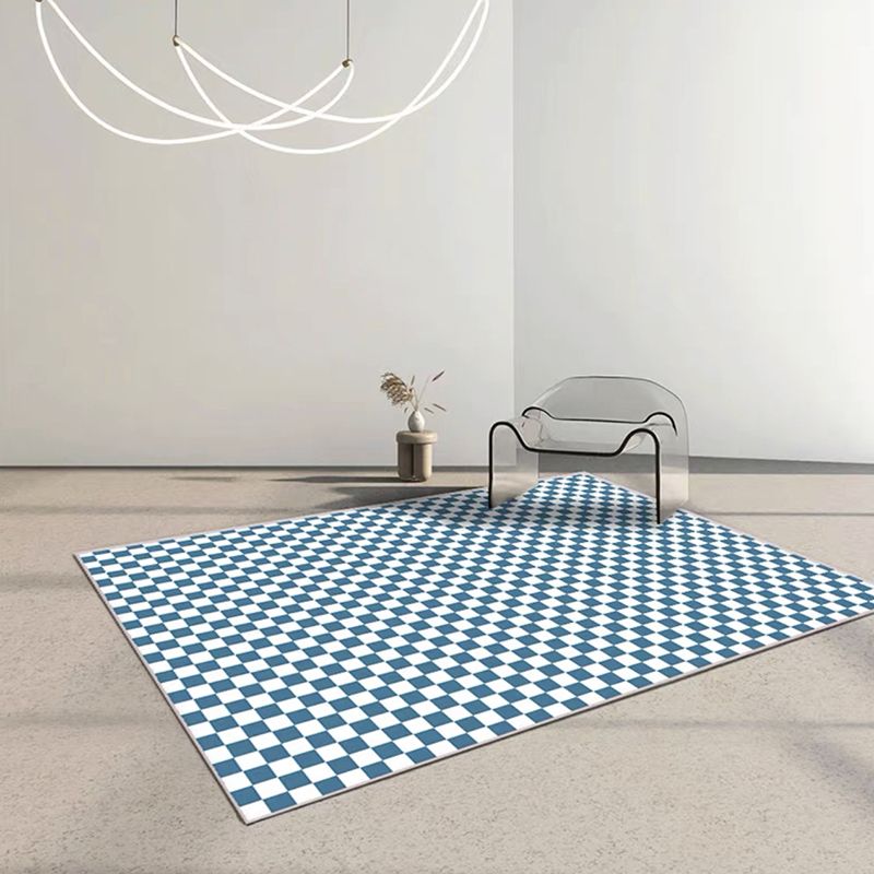 Light Purple Check Pattern Rug Polyester Modern Rug Washable Rug for Living Room