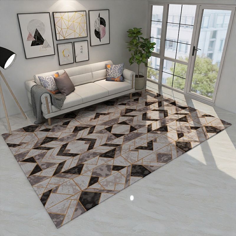 Novelty Modern Style Rug Multicolor Geometry Area Rug Stain Resistant Machine Washable Non-Slip Rug for Sitting Room