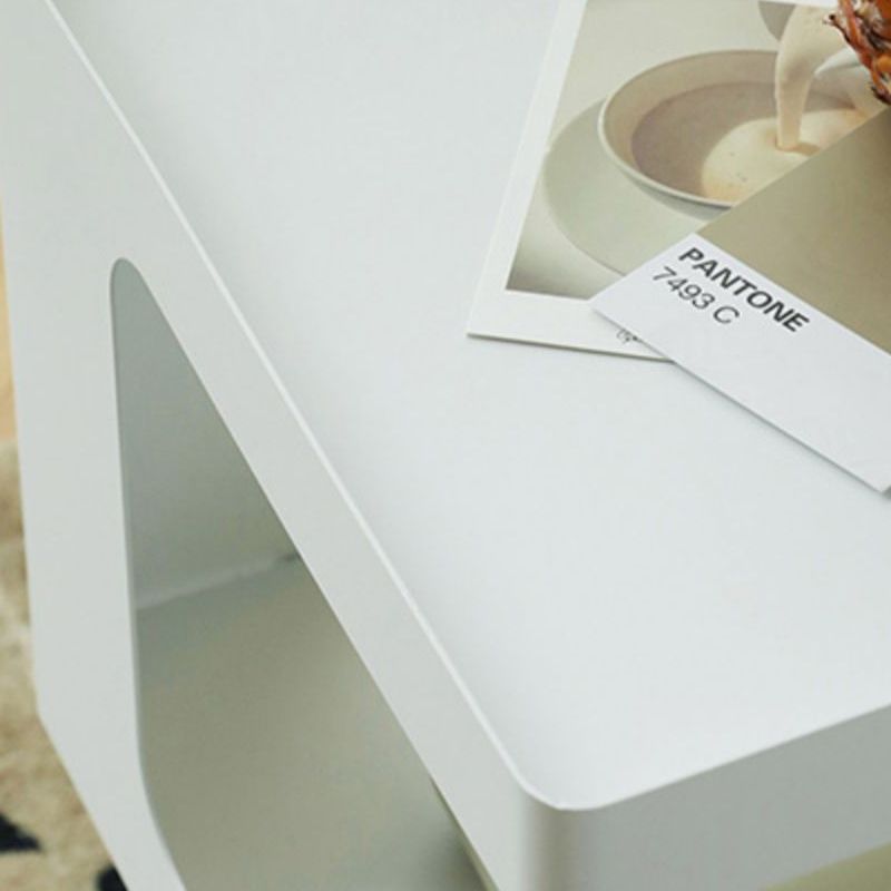 Abstract End Table Sqaure Top Accent Side Table With Shelves
