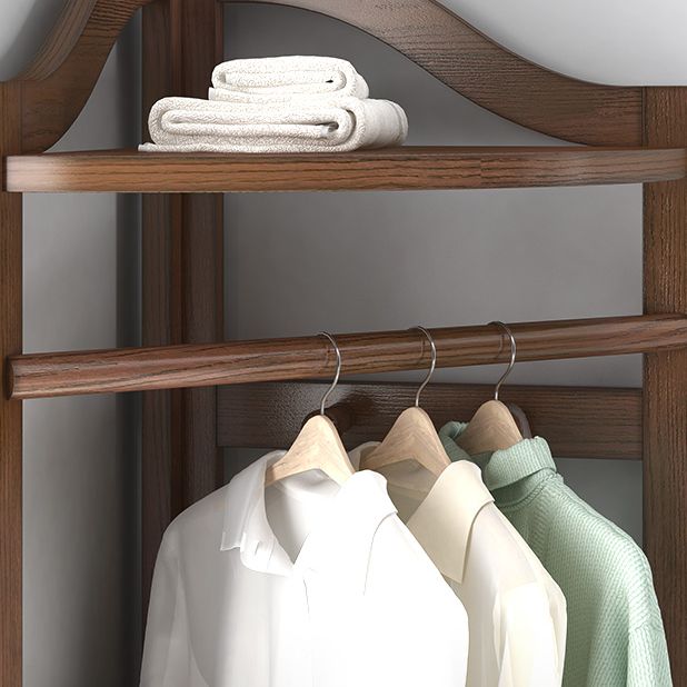 Modern Style Open Armoire Pine Wood Cabinet with Clothing Rod