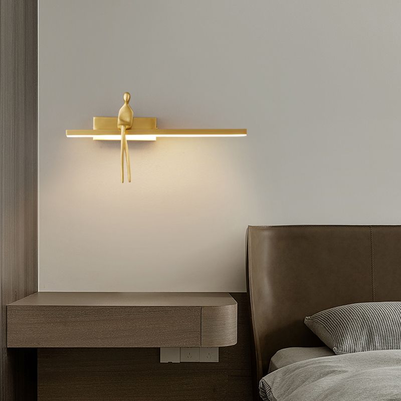 LED Modern Metal Wall Sconce Linear Shape Wall Light with Acrylic Shade for Bedroom