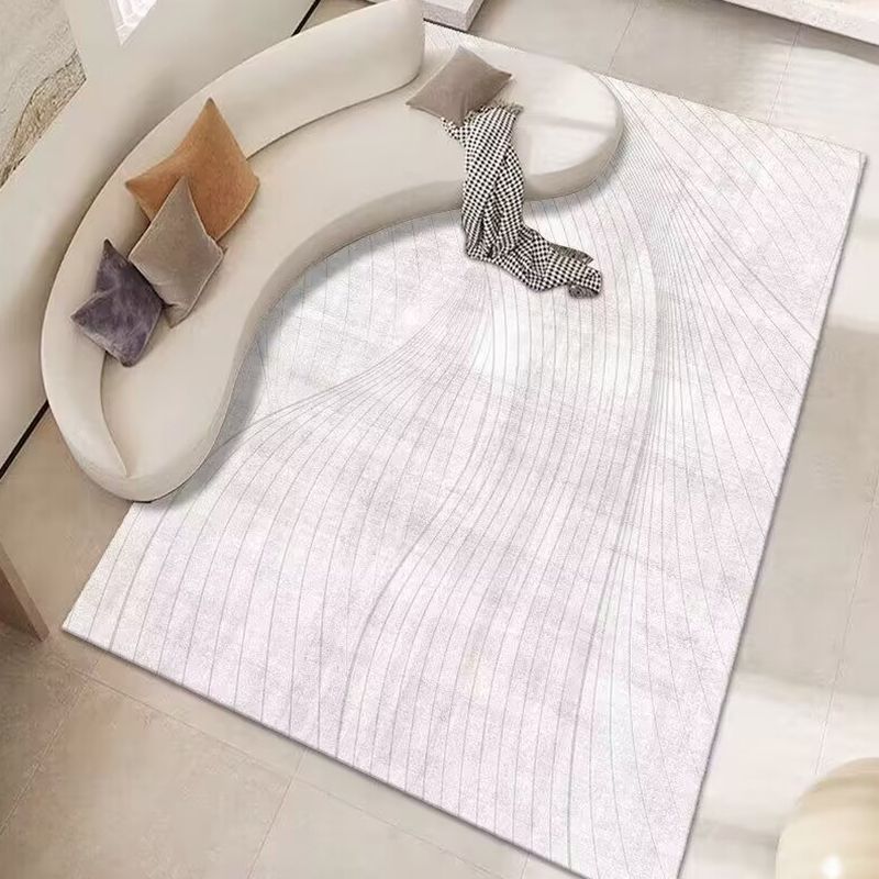 Contemporary Abstract Printed Bedroom Stain Resistant Rectangle Polyster Indoor Rug