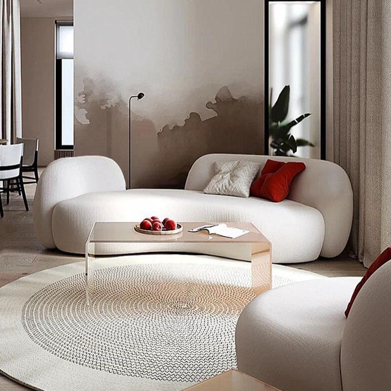 Contemporary Tight Back Sofa Solid Color Curved Loveseat for Living Room