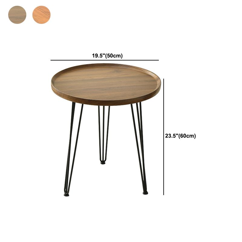 Contemporary 3 Legs End Table Round Wood Side Table in Brown