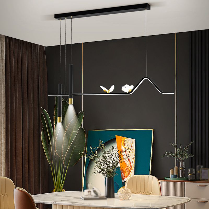 Zeitgenössischer Stil linearer Form Island Lights Metal Island Lighting