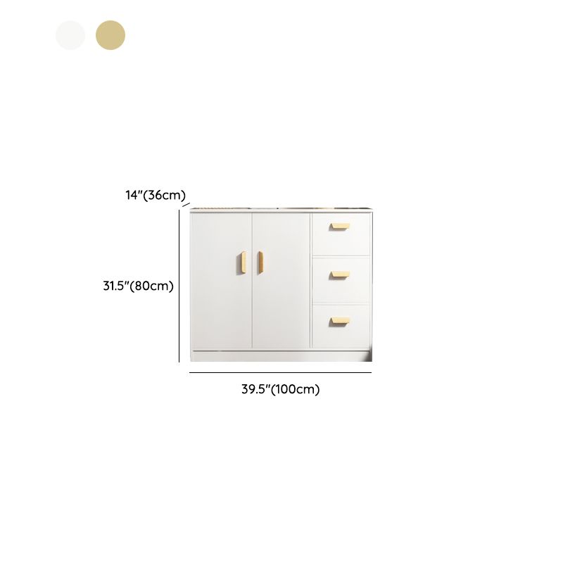 Contemporary Style Credenza Wood Server with Cabinets and Drawers