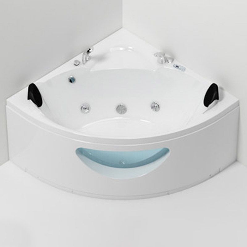 Contemporary Acrylic Corner Bath Tub White Tub with Internal Drain