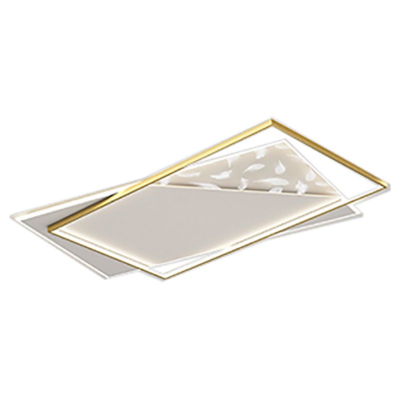 Rectangle Flush Mount Light Feather Pattern LED Ceiling Lamp for Living Room Dinning Room