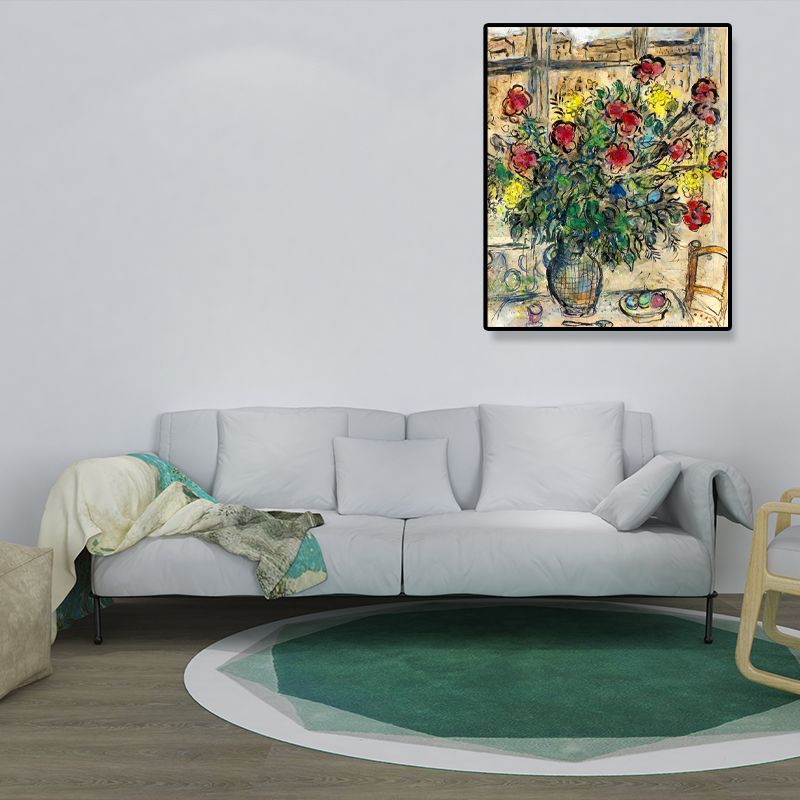 Yellow Paintings Flower Wrapped Canvas Countryside Textured Wall Art for Living Room