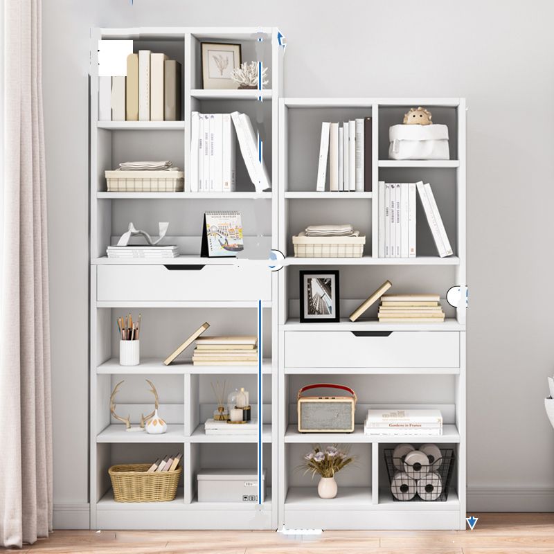 Manufactured Wood Standard Bookshelf Vertical Open Bookcase with Drawer