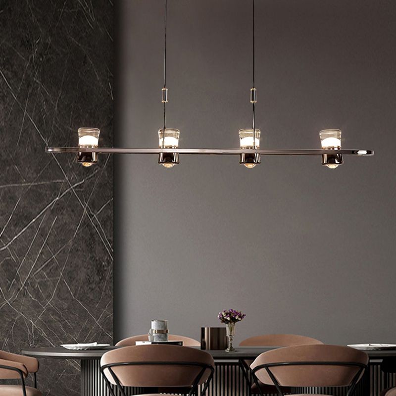 Contemporary Hanging Light Metal Island Light Fixture in Black for Dining Room