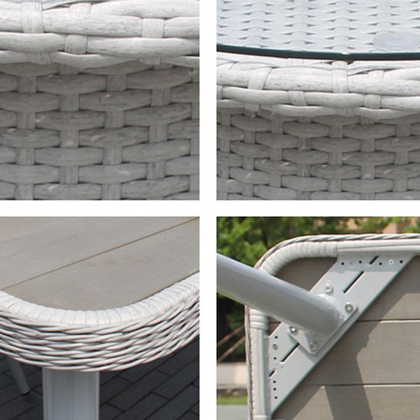 Light Gray Boho Dining Table Set 1/3/5/7 Pcs Rattan Dining Set