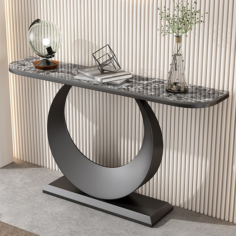 Stain Resistant Console Table 11.8" W Slate Glam Half Moon End Table