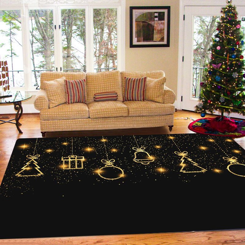 Dark Green Modern Carpet Polyester Christmas Tree Carpet Washable Carpet for Home Decor