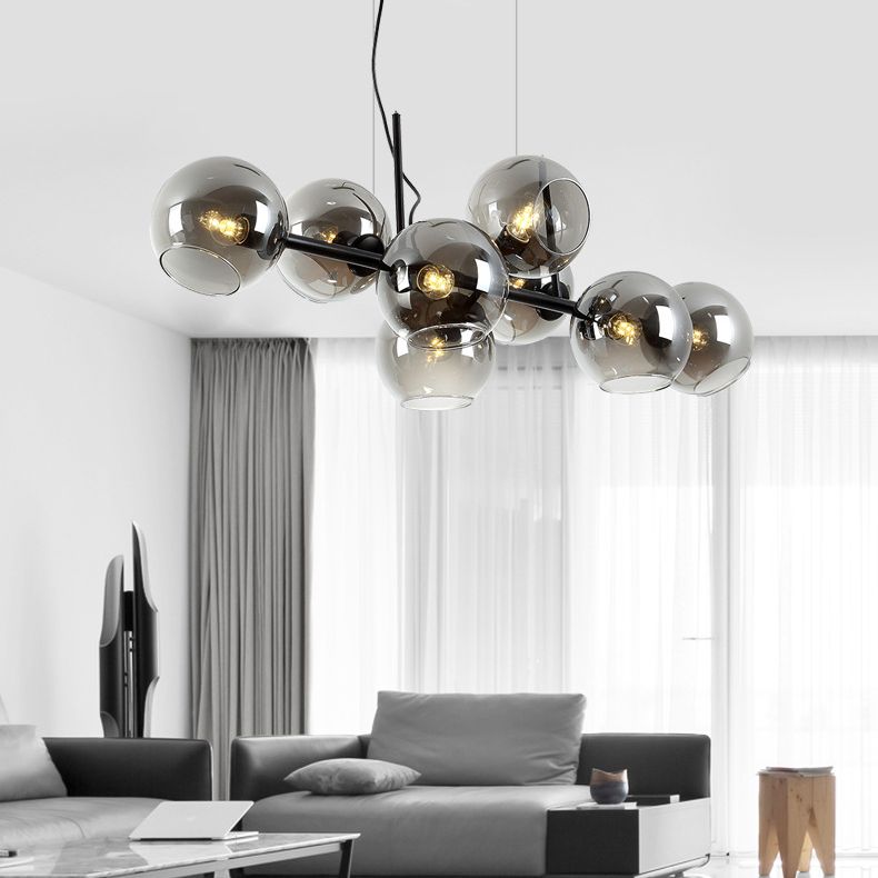 Illuminazione a sospensione in metallo contemporaneo illuminazione sferica a soffitto isola vetro per tavolo da pranzo