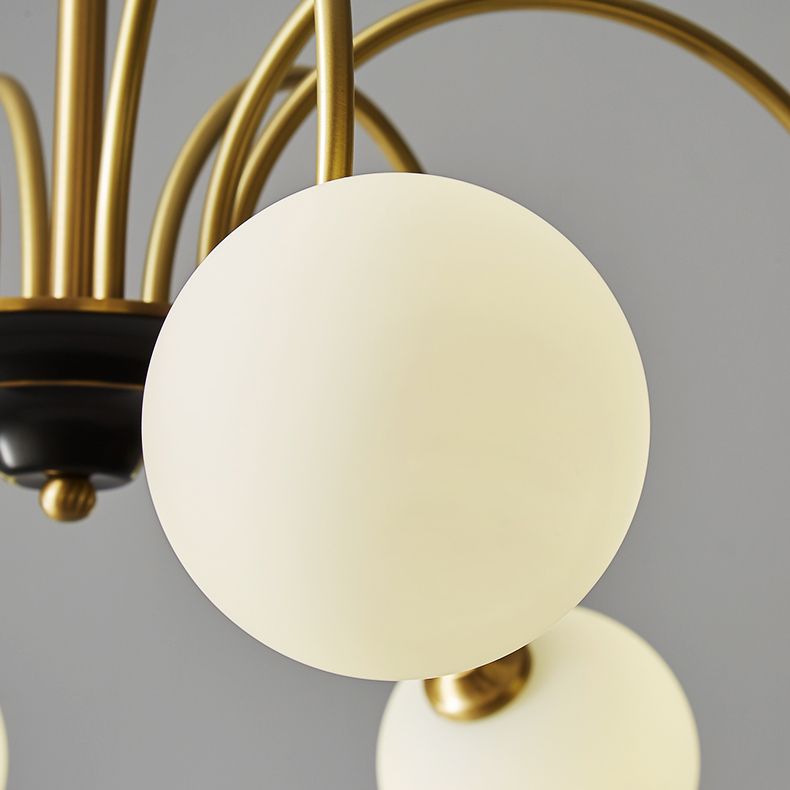 Gold Chandelier Light Fixtures Modern Multi-Head Hanging Pendant Lamps with Glass Shade