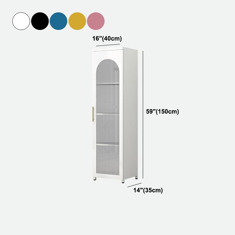 Contemporary Metal Standard Bookcase Closed Back Vertical Bookcase with Glass Door