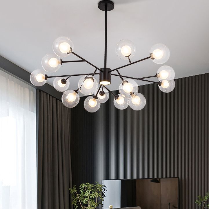 Modern Wrought Iron Ceiling Hung Fixture Glass Sputnik Down Lighting Pendant