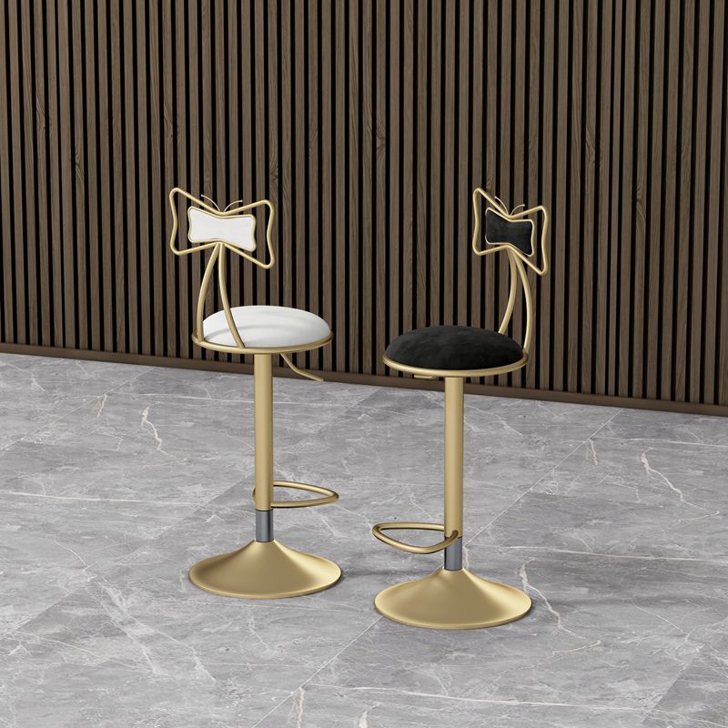 Glam Rotatable Liftable Counter Stool Iron Beauty Shop Bar Stool with Velvet Cushion