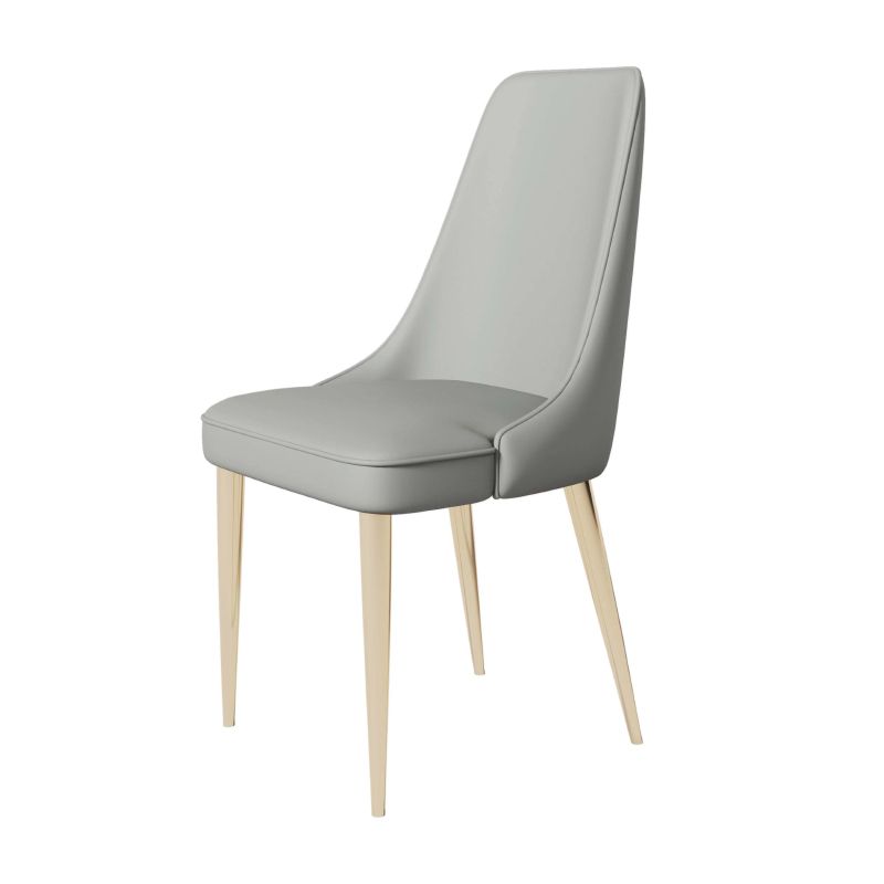 Faux Leather Side Chair Glam Parsons Dining Chair with Gold Legs