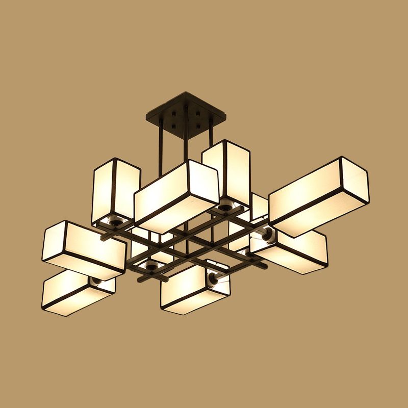 Traditional Rectangle Semi Flush Mount 8/10/12 Lights Metallic Ceiling Lighting in Black/Brass