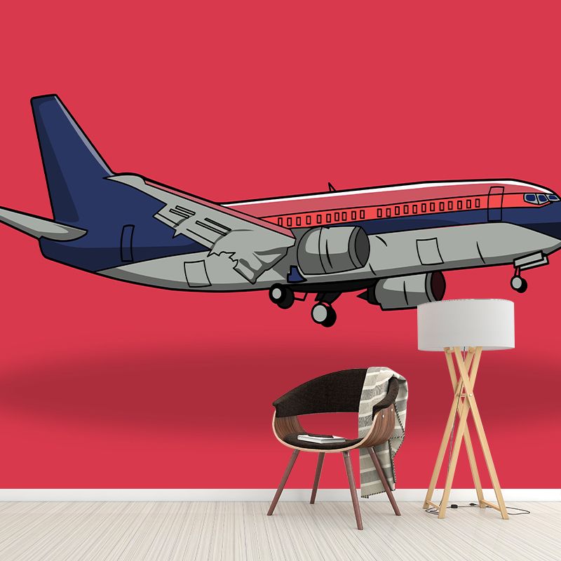 Airplane Illustration Mural Decal Eco-friendly Wallpaper Waterproofing for Sitting Room