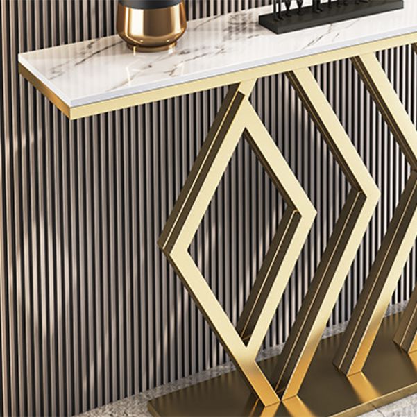 Irone Base Console Table with Rectangle Stone Top for Hall Accent Table