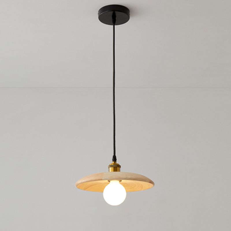 Wooden Circle Suspension Pendant Light Contemporary Style Wood Pendant Ceiling Light