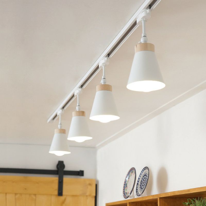 Lampe semi-encastrée pour salon, projecteur de Style nordique, éclairage sur rail avec abat-jour conique en métal