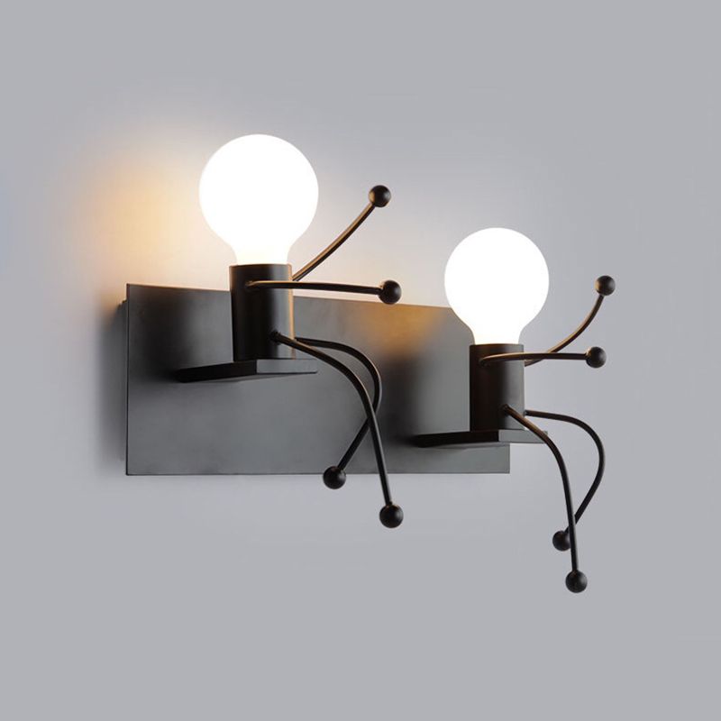 1 / 2 - Light Wall Sconce Dark Black / White Industrial Wall Light